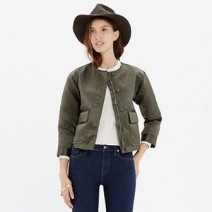 Madewell olive satin bomber jacket B5350S